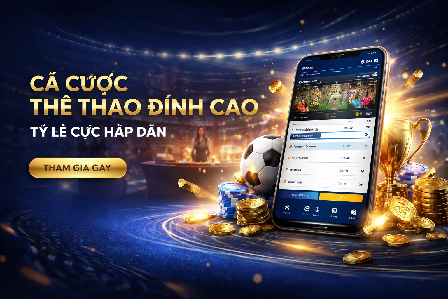 Sân vận động lớn với đèn sáng rực, biểu tượng cho cá cược thể thao sôi động tại 365 bet